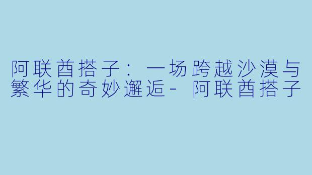 阿联酋搭子：一场跨越沙漠与繁华的奇妙邂逅-阿联酋搭子
