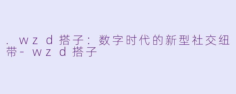 .wzd搭子：数字时代的新型社交纽带-wzd搭子