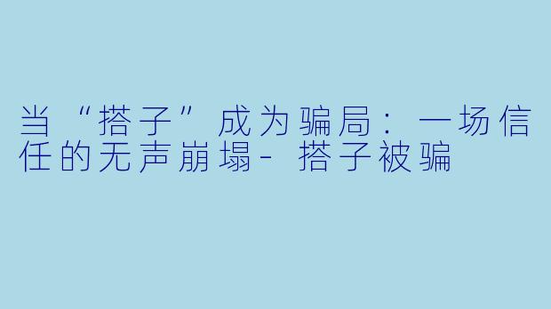 当“搭子”成为骗局：一场信任的无声崩塌-搭子被骗