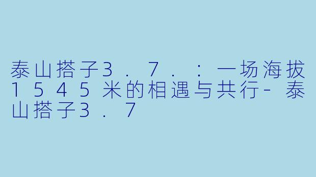 泰山搭子3.7.：一场海拔1545米的相遇与共行-泰山搭子3.7