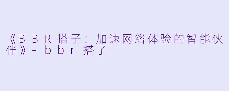 《BBR搭子：加速网络体验的智能伙伴》-bbr搭子