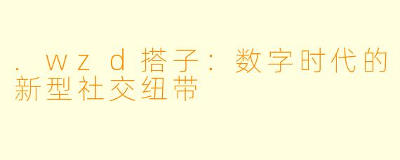 .wzd搭子：数字时代的新型社交纽带