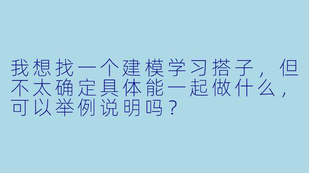 我想找一个建模学习搭子，但不太确定具体能一起做什么，可以举例说明吗？