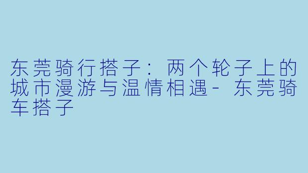 东莞骑行搭子：两个轮子上的城市漫游与温情相遇-东莞骑车搭子