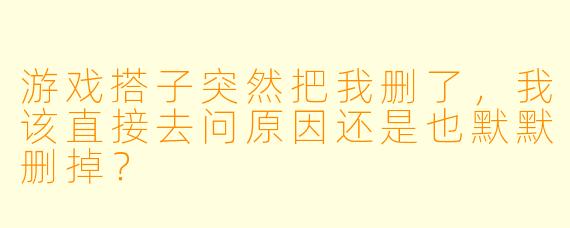 游戏搭子突然把我删了，我该直接去问原因还是也默默删掉？