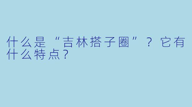什么是“吉林搭子圈”？它有什么特点？