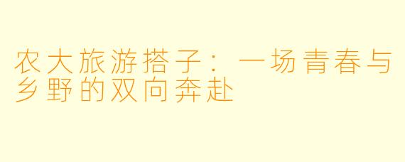 农大旅游搭子：一场青春与乡野的双向奔赴