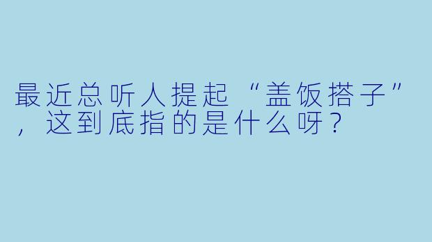 最近总听人提起“盖饭搭子”，这到底指的是什么呀？