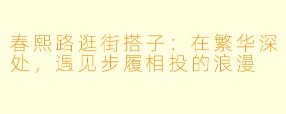 春熙路逛街搭子：在繁华深处，遇见步履相投的浪漫