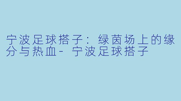 宁波足球搭子：绿茵场上的缘分与热血-宁波足球搭子