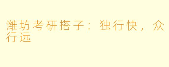 潍坊考研搭子：独行快，众行远