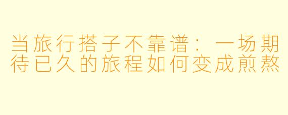 当旅行搭子不靠谱：一场期待已久的旅程如何变成煎熬