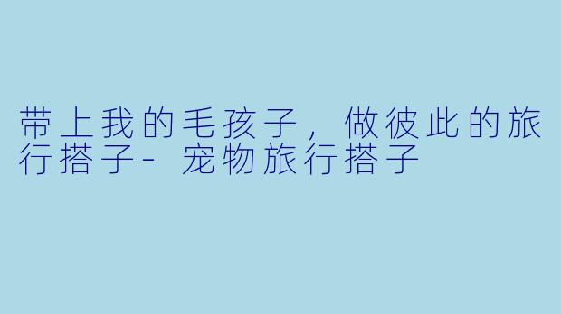 带上我的毛孩子,做彼此的旅行搭子-宠物旅行搭子