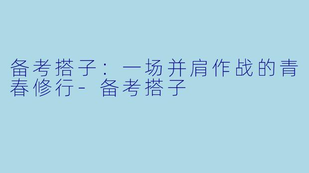 备考搭子：一场并肩作战的青春修行-备考搭子