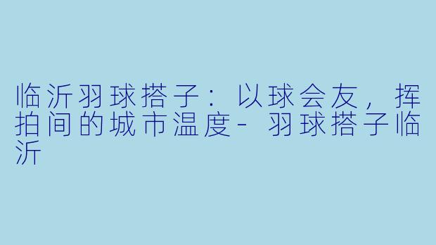 临沂羽球搭子:以球会友,挥拍间的城市温度-羽球搭子临沂