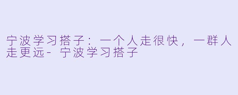 宁波学习搭子:一个人走很快,一群人走更远-宁波学习搭子