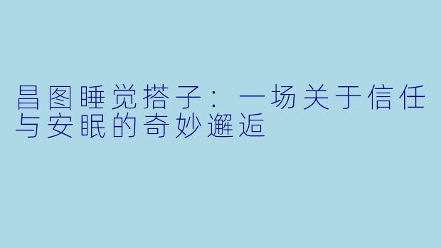 昌图睡觉搭子：一场关于信任与安眠的奇妙邂逅