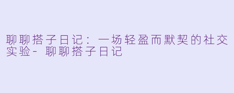 聊聊搭子日记：一场轻盈而默契的社交实验-聊聊搭子日记