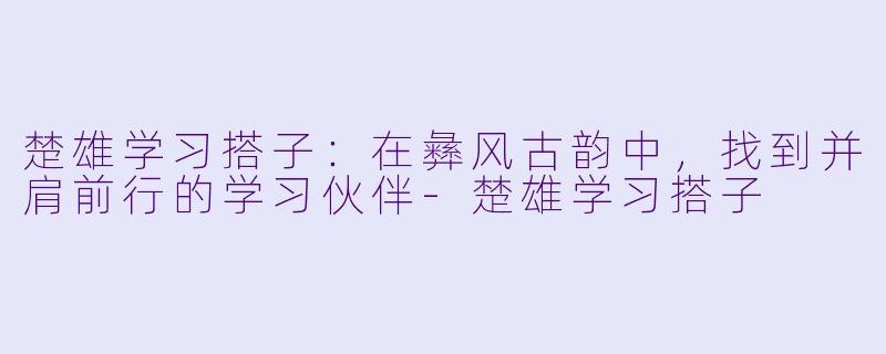 楚雄学习搭子：在彝风古韵中，找到并肩前行的学习伙伴-楚雄学习搭子