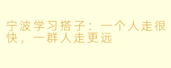 宁波学习搭子:一个人走很快,一群人走更远