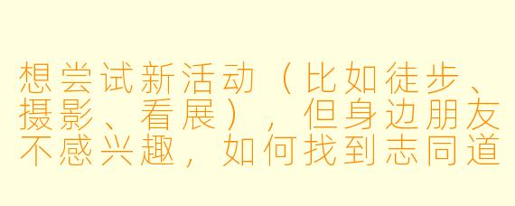 想尝试新活动(比如徒步、摄影、看展),但身边朋友不感兴趣,如何找到志同道合的“搭子”?