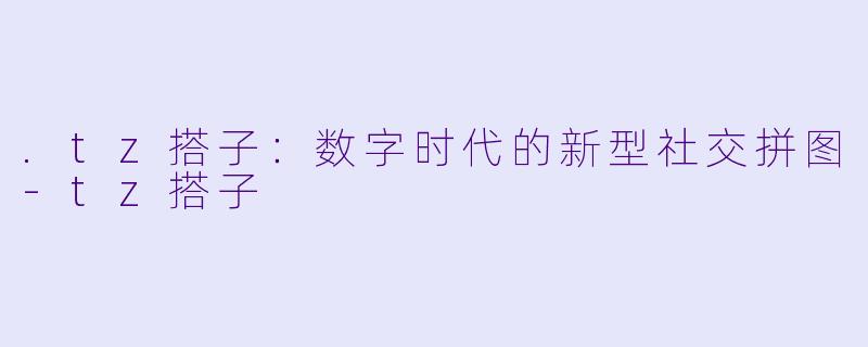 .tz搭子：数字时代的新型社交拼图-tz搭子