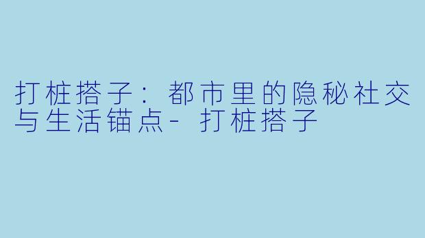 打桩搭子：都市里的隐秘社交与生活锚点-打桩搭子