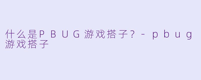 什么是PBUG游戏搭子？-pbug游戏搭子