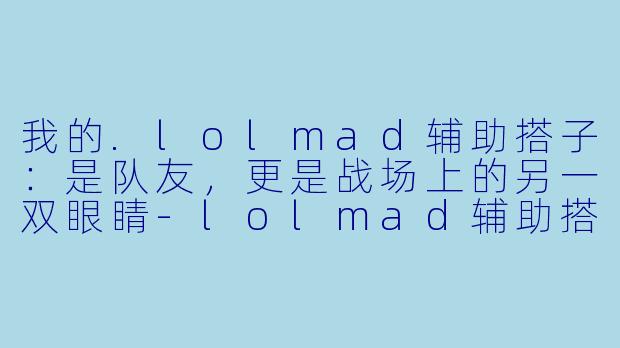 我的.lolmad辅助搭子：是队友，更是战场上的另一双眼睛-lolmad辅助搭子