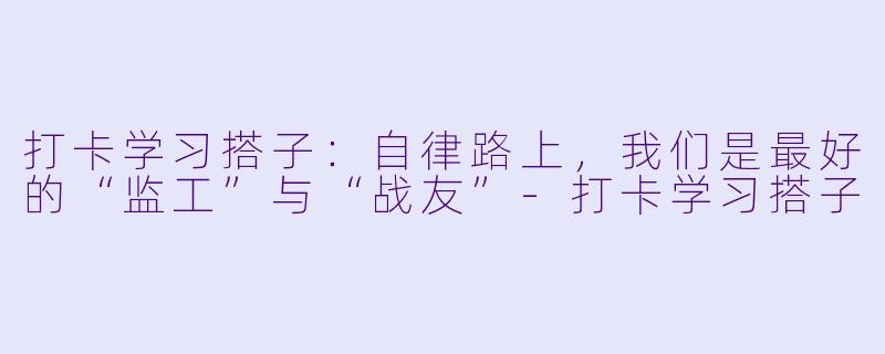 打卡学习搭子：自律路上，我们是最好的“监工”与“战友”-打卡学习搭子