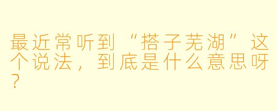 最近常听到“搭子芜湖”这个说法，到底是什么意思呀？