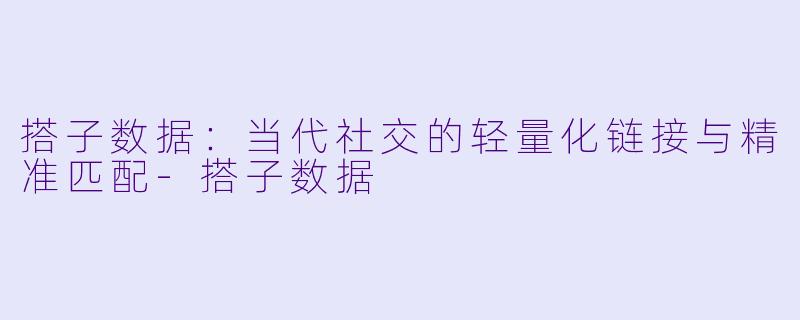 搭子数据：当代社交的轻量化链接与精准匹配-搭子数据