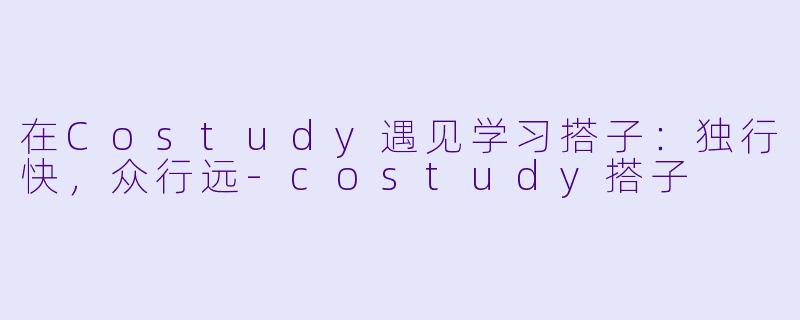 在Costudy遇见学习搭子：独行快，众行远-costudy搭子