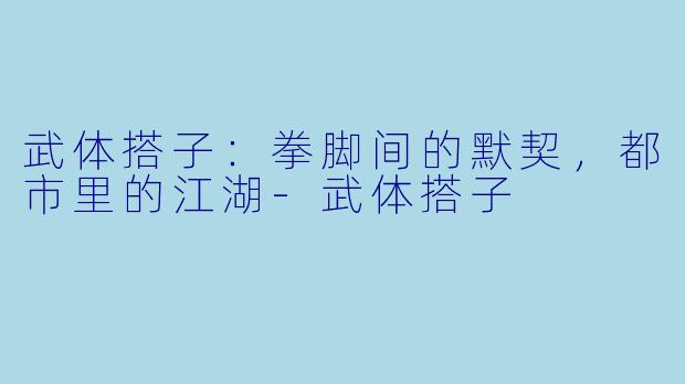 武体搭子：拳脚间的默契，都市里的江湖-武体搭子