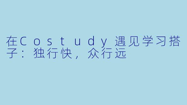 在Costudy遇见学习搭子：独行快，众行远