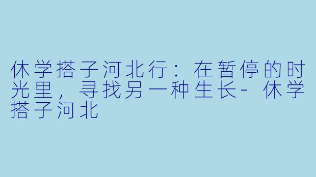 休学搭子河北行:在暂停的时光里,寻找另一种生长