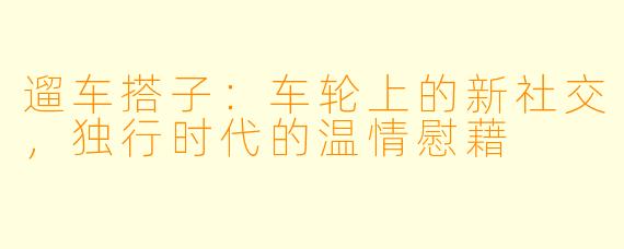 遛车搭子:车轮上的新社交,独行时代的温情慰藉