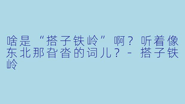 啥是“搭子铁岭”啊？听着像东北那旮沓的词儿？-搭子铁岭