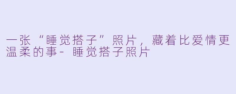 一张“睡觉搭子”照片,藏着比爱情更温柔的事