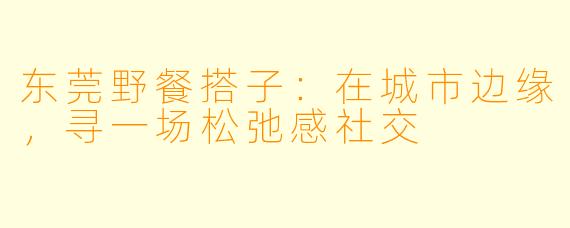 东莞野餐搭子:在城市边缘,寻一场松弛感社交