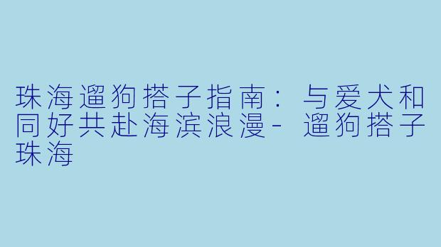 珠海遛狗搭子指南：与爱犬和同好共赴海滨浪漫-遛狗搭子珠海