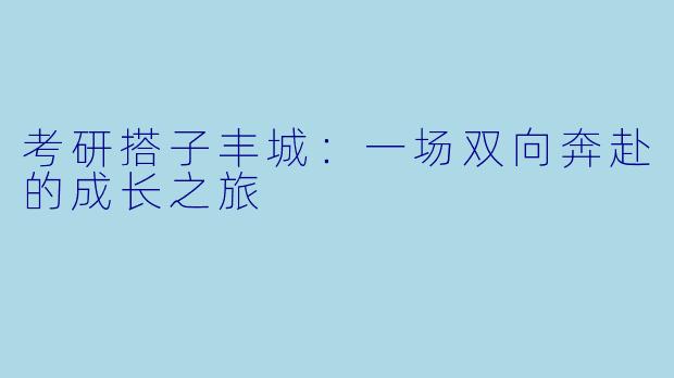 考研搭子丰城：一场双向奔赴的成长之旅