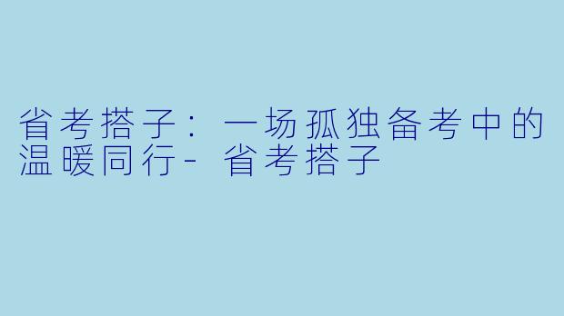 省考搭子：一场孤独备考中的温暖同行-省考搭子