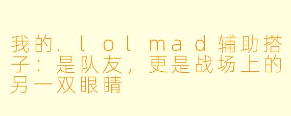 我的.lolmad辅助搭子：是队友，更是战场上的另一双眼睛