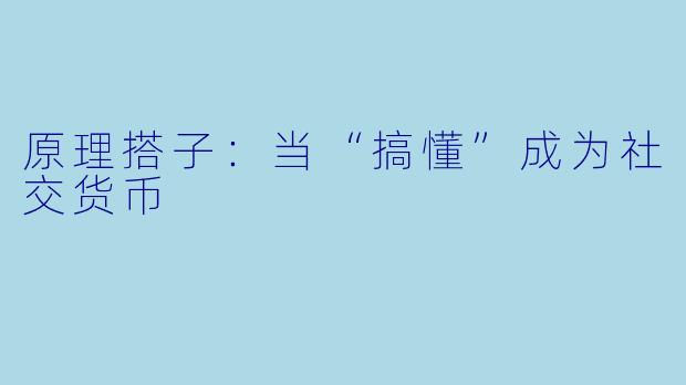 原理搭子：当“搞懂”成为社交货币