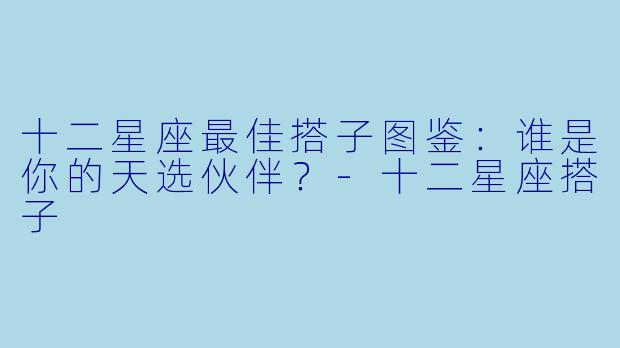 十二星座最佳搭子图鉴：谁是你的天选伙伴？-十二星座搭子