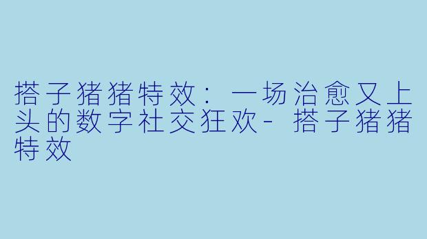 搭子猪猪特效：一场治愈又上头的数字社交狂欢-搭子猪猪特效