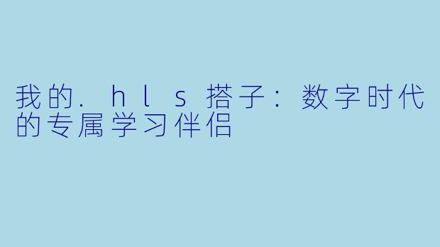 我的.hls搭子：数字时代的专属学习伴侣