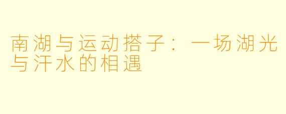 南湖与运动搭子：一场湖光与汗水的相遇