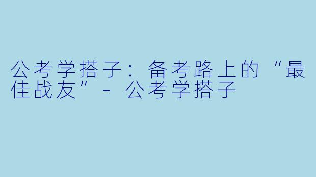 公考学搭子：备考路上的“最佳战友”-公考学搭子